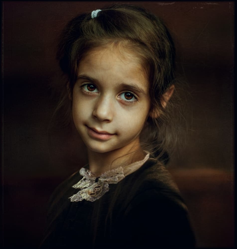 Sweet Girl Thoughtful Gaze by Svetlana Melik-Nubarova — canvas wall art