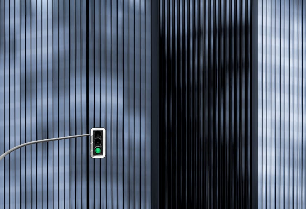 Modern Urban Green Light by Roland M Schwerdtfeger — canvas wall art