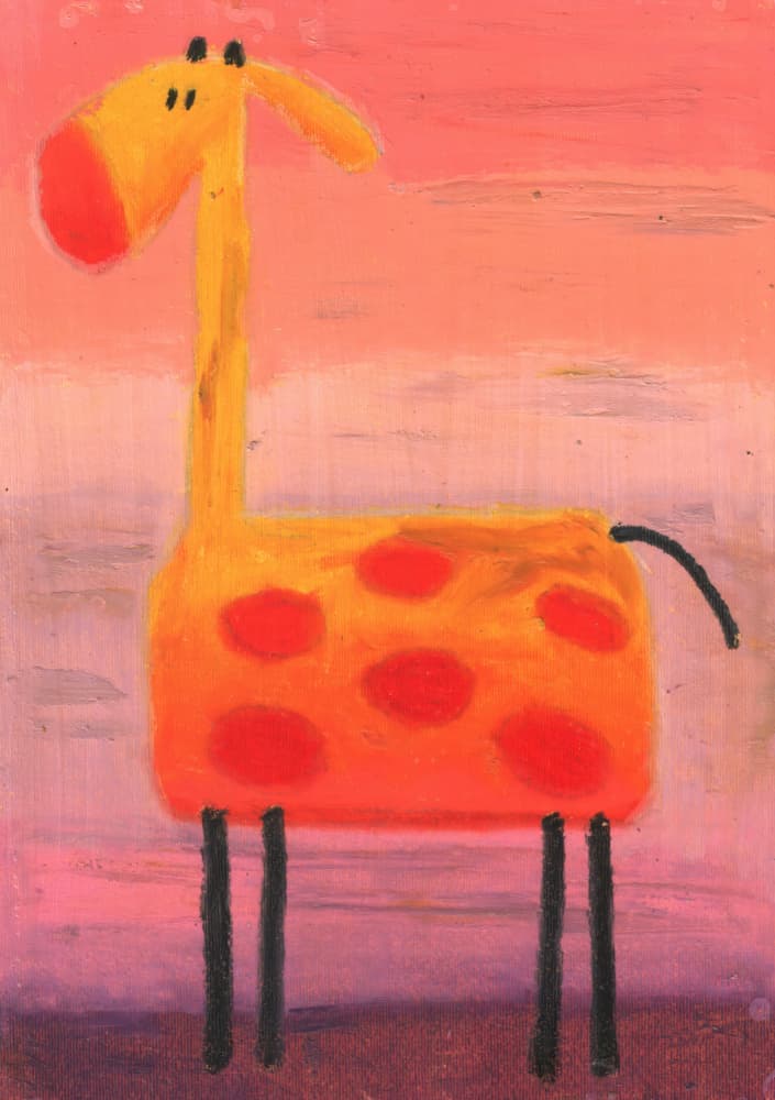 Cute Giraffe Sunset by Kulik — canvas wall art