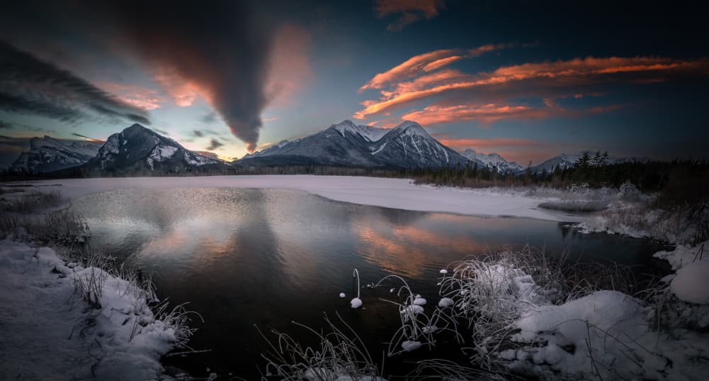 Dramatic Winter Lake Sunrise by Bing Li — canvas wall art