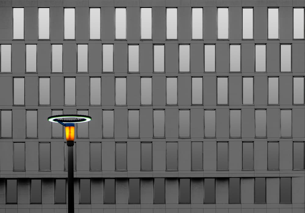 Modern Building Glow by Roland M Schwerdtfeger — canvas wall art