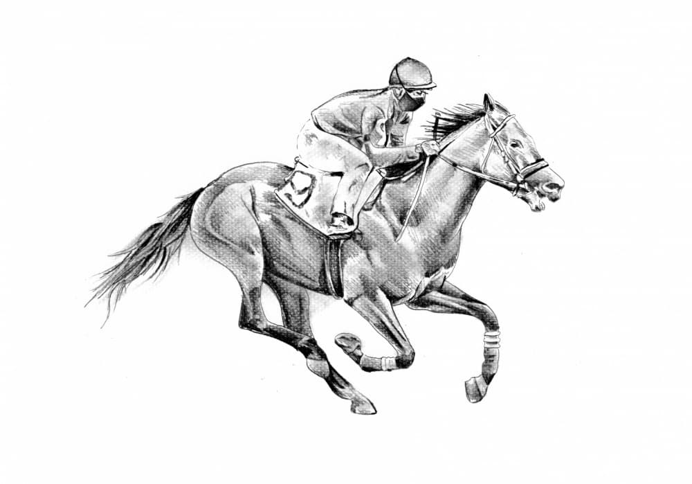 Speeding Racehorse and Jockey by Kulik — canvas wall art