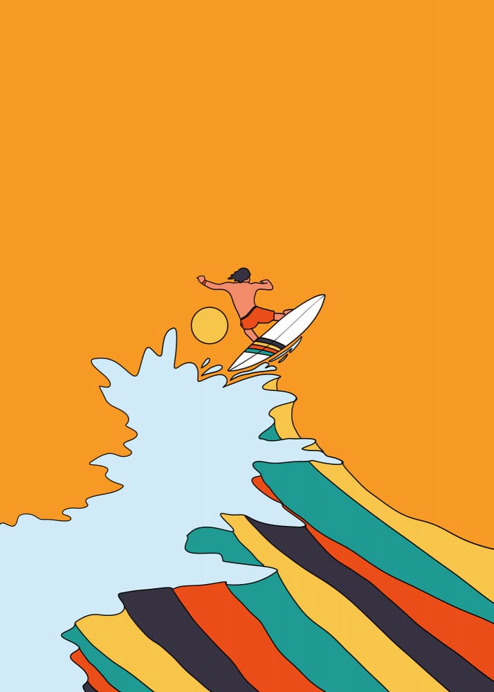 Retro Surf Ride by Stephen Wade — canvas wall art
