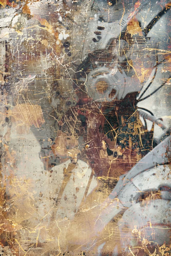 Golden Industrial Grunge by Rafal Kulik — canvas wall art