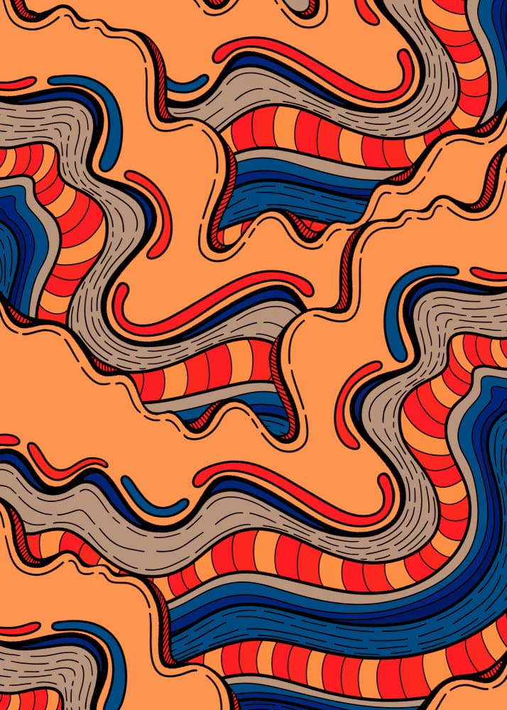 Vibrant Wavy Lines by Stephen Wade — canvas wall art