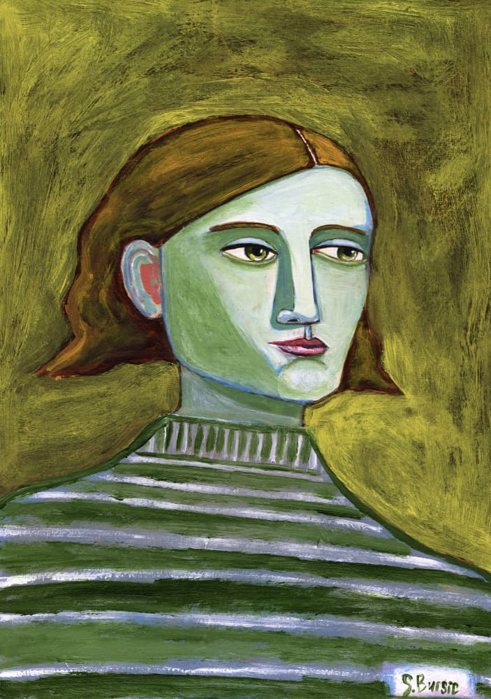 Pensive Woman Portrait by Sharyn Bursic — canvas wall art