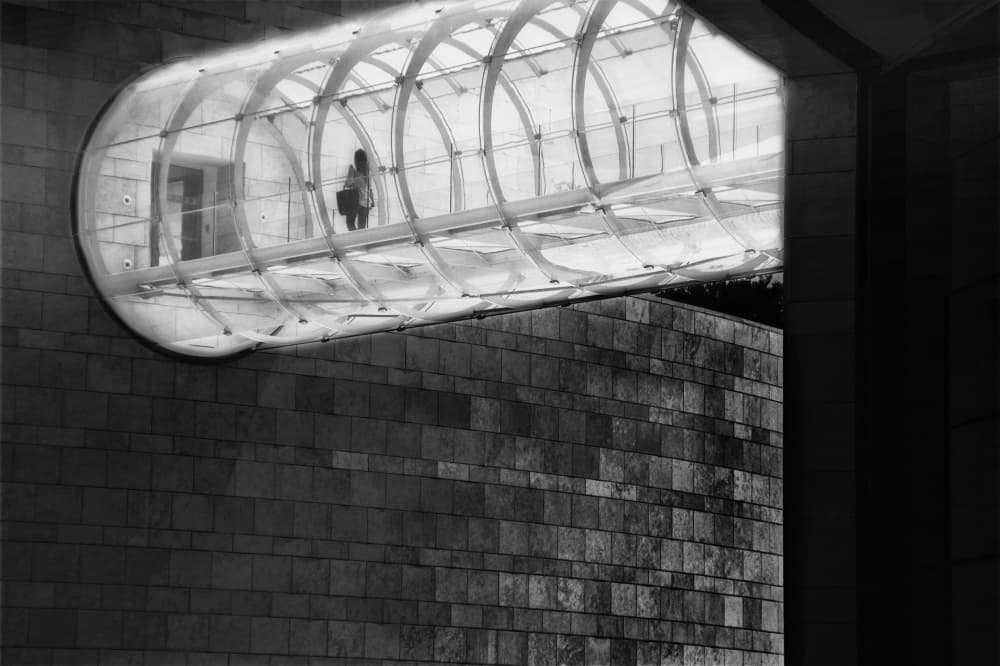 Solitary Figure Glass Bridge by Laura Mexia — canvas wall art