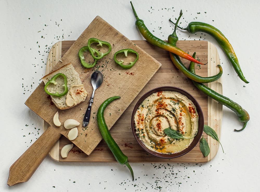 Fresh Hummus and Peppers by Dimitar Lazarov - Dim — canvas wall art