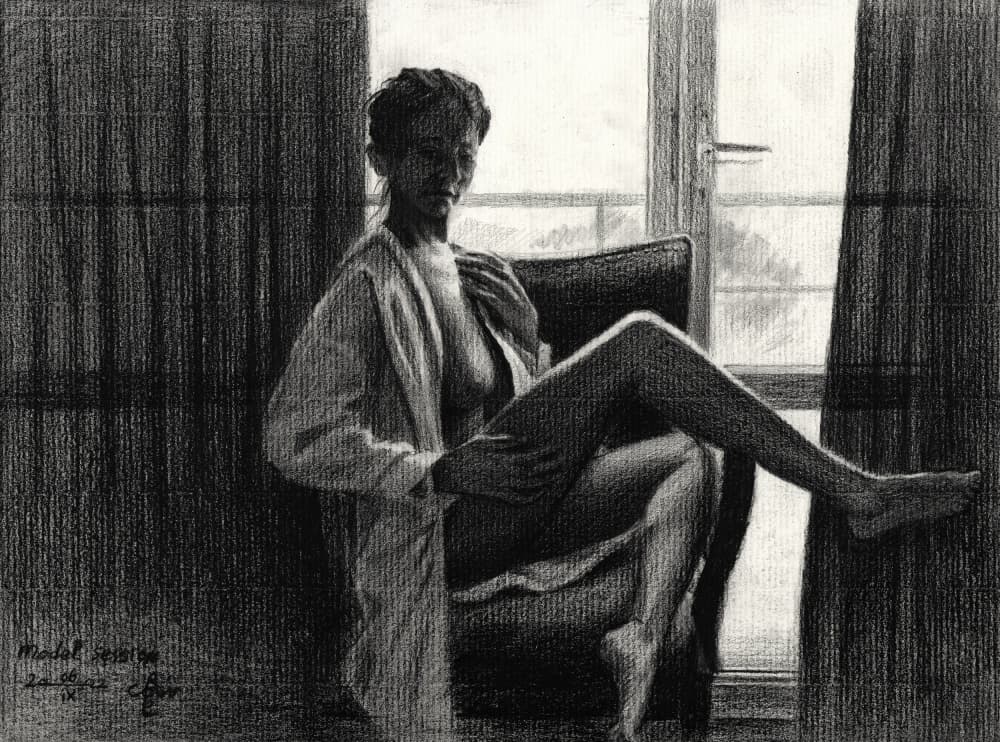 Sensual Woman By Window by Corné Akkers — canvas wall art
