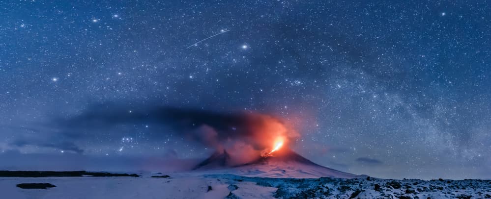 Winter Eruption Under Stars by Denis Budkov — canvas wall art