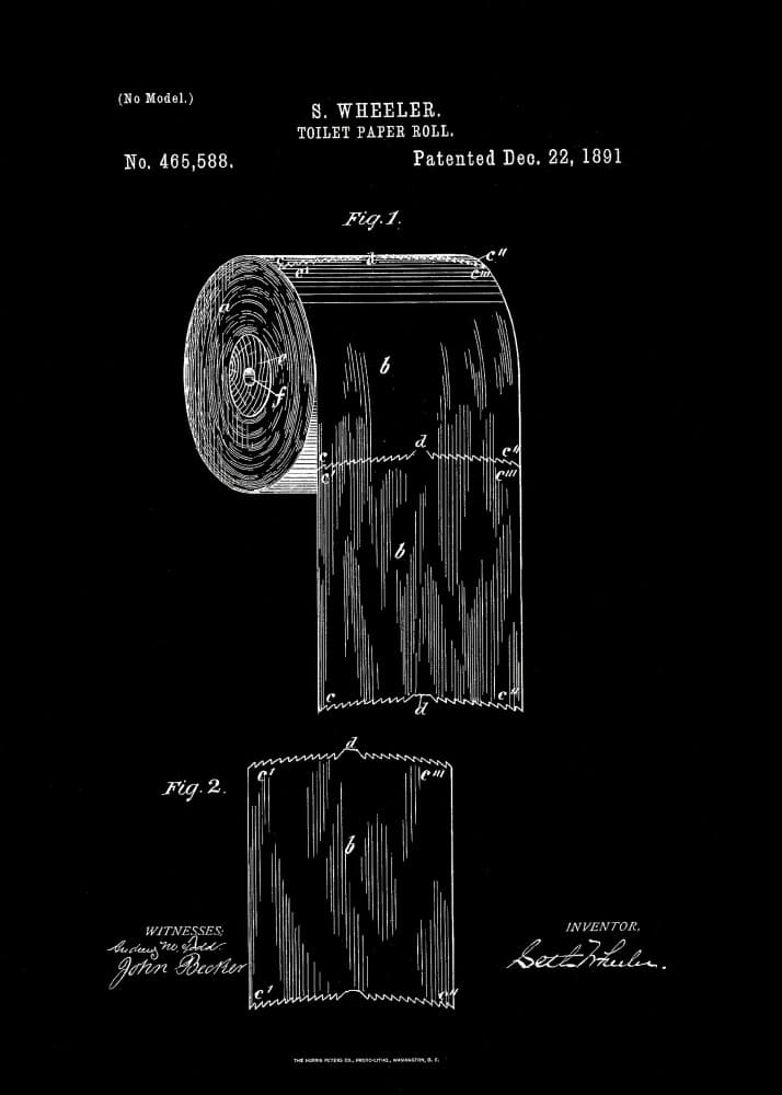 Vintage Toilet Paper Patent by Andreas Magnusson — canvas wall art