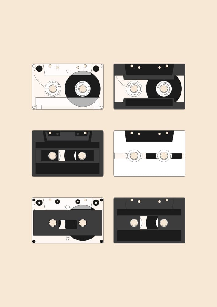 Retro Cassette Collection by kathrinmay — canvas wall art