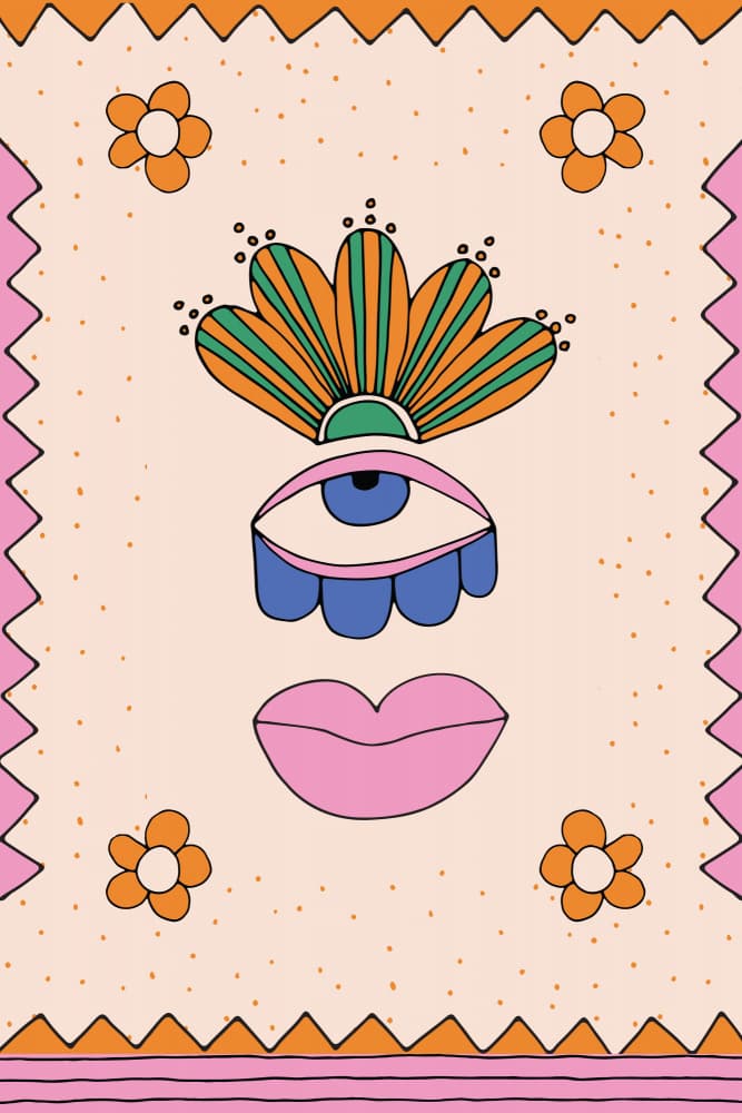 Bohemian Floral Face by Irene Demetri — canvas wall art