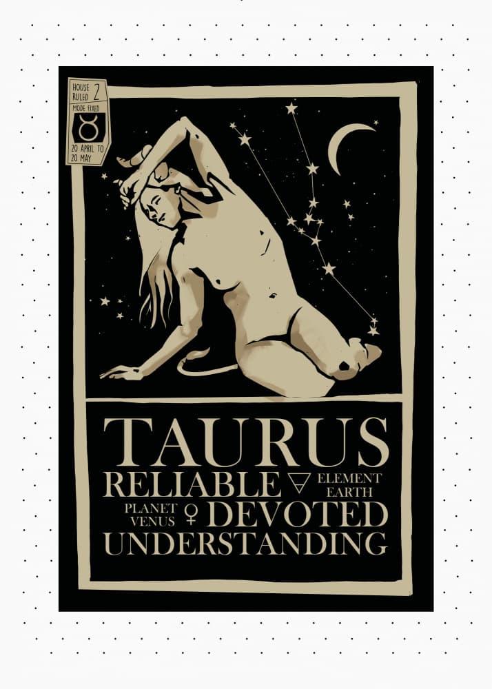 Taurus Celestial Woman by Dion Gem — canvas wall art