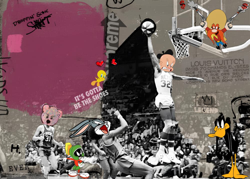 Pop Art Dunking Characters by Stefan Bammert — canvas wall art