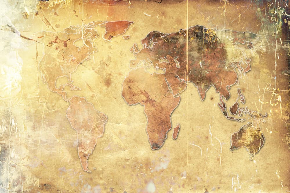 Vintage World Map by Rafal Kulik — canvas wall art