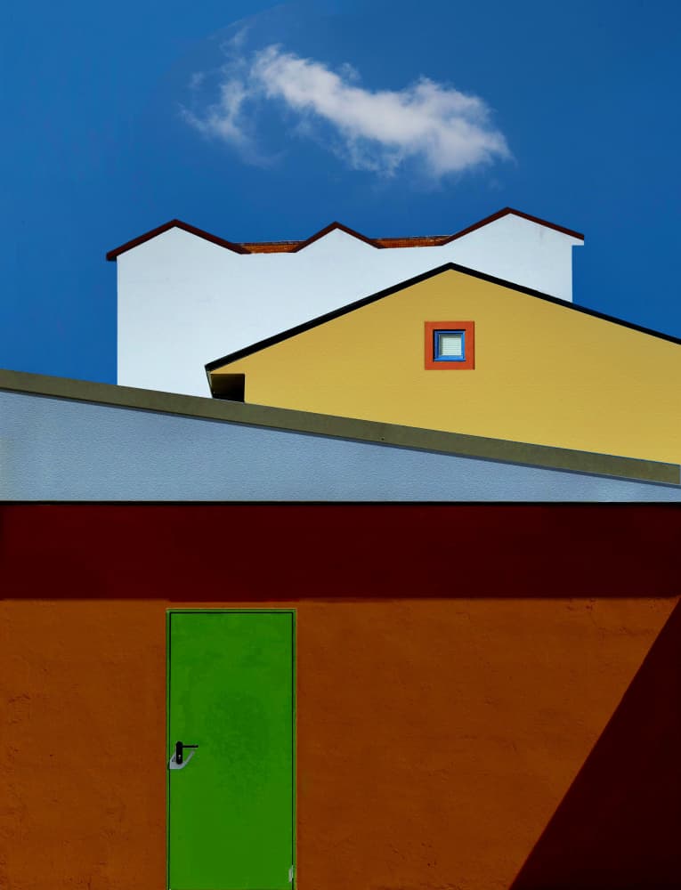 Colorful Geometric Buildings by Arnon Orbach — canvas wall art