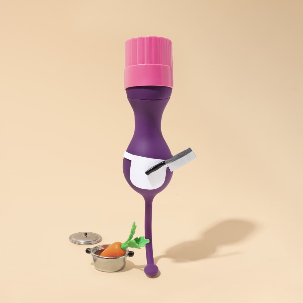 Purple Chef Character by Julia Ramiro — canvas wall art