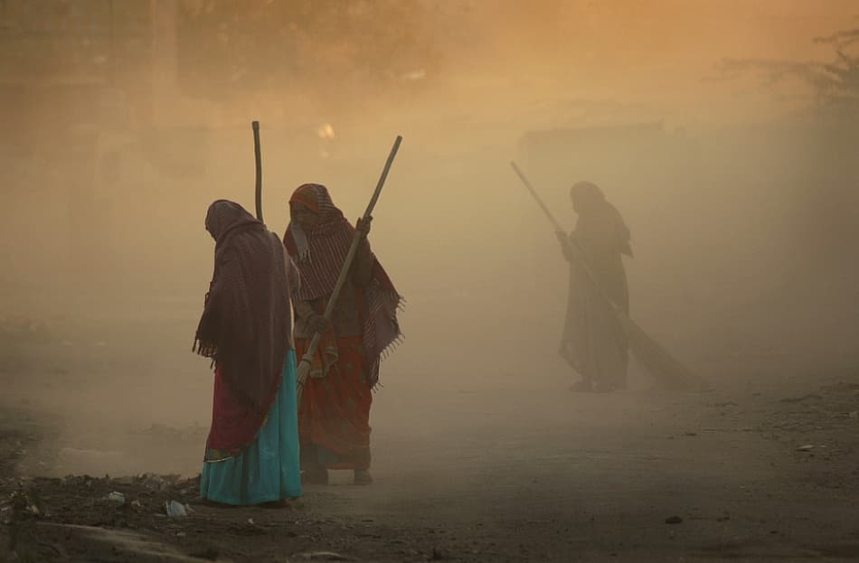 Sweepers In Golden Dust by Lou Urlings — canvas wall art