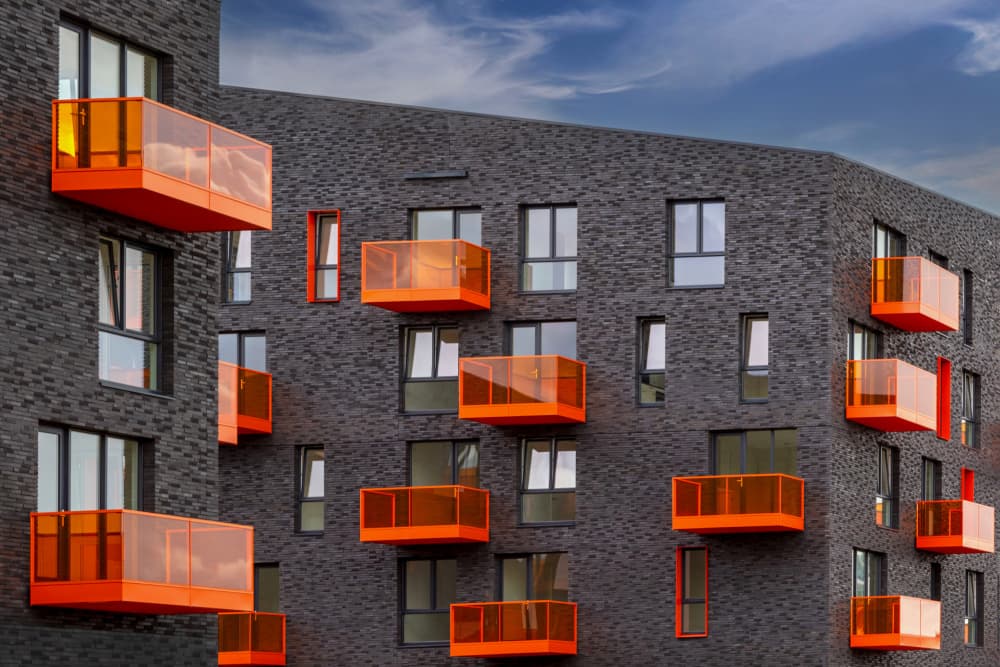 Modern Orange Architecture by Theo Luycx — canvas wall art