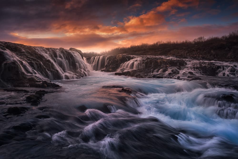Sunset River Falls by Carlos F. Turienzo — canvas wall art