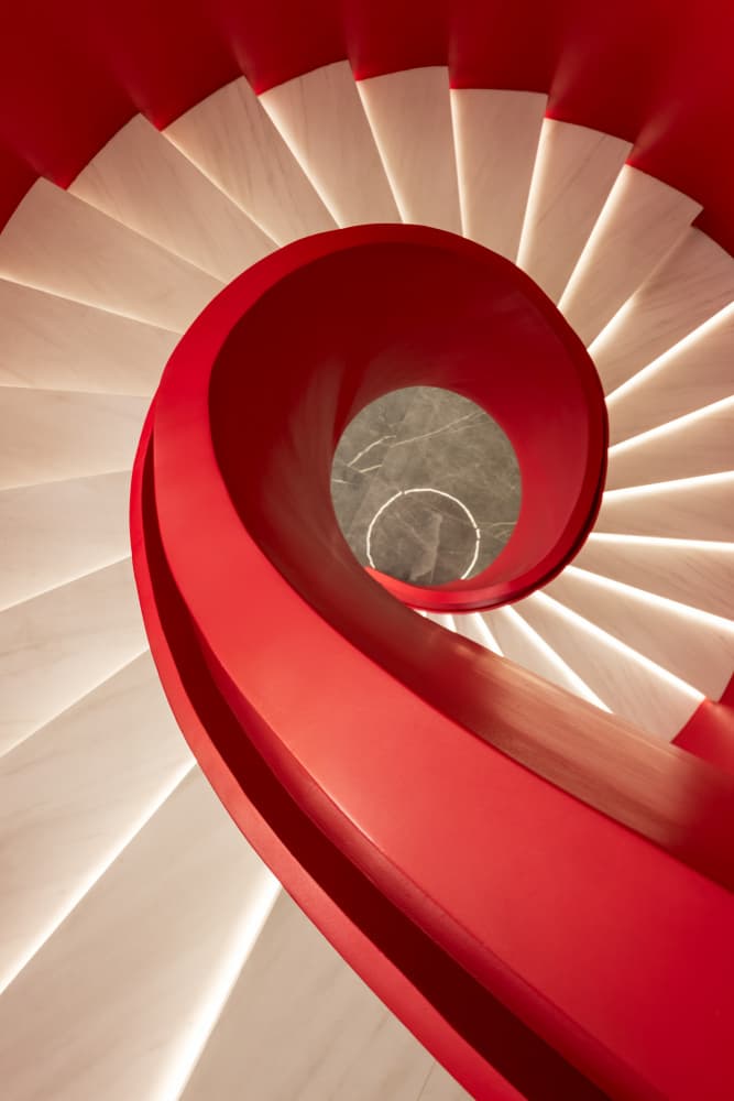 Red Spiral Staircase by konglingming — canvas wall art