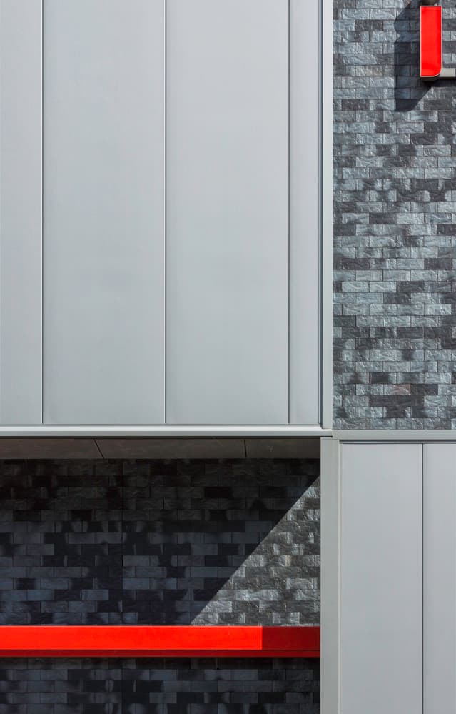 Geometric Red Lines Facade by Greetje van Son — canvas wall art