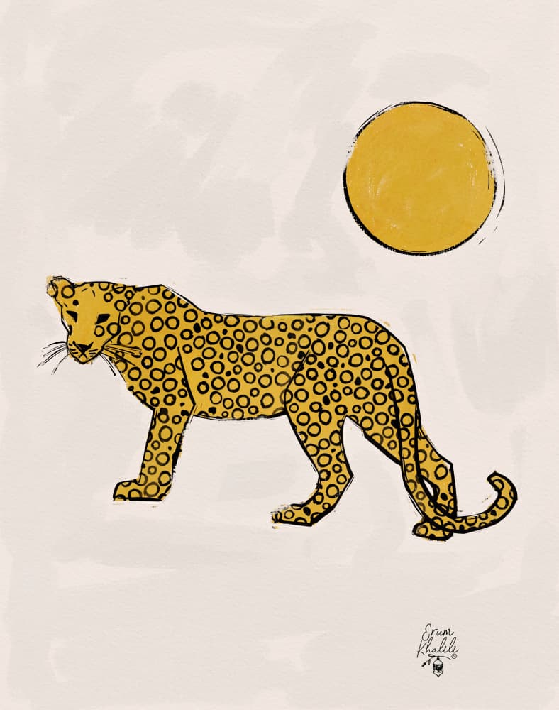 Golden Leopard Sun by Erum Khalili — canvas wall art