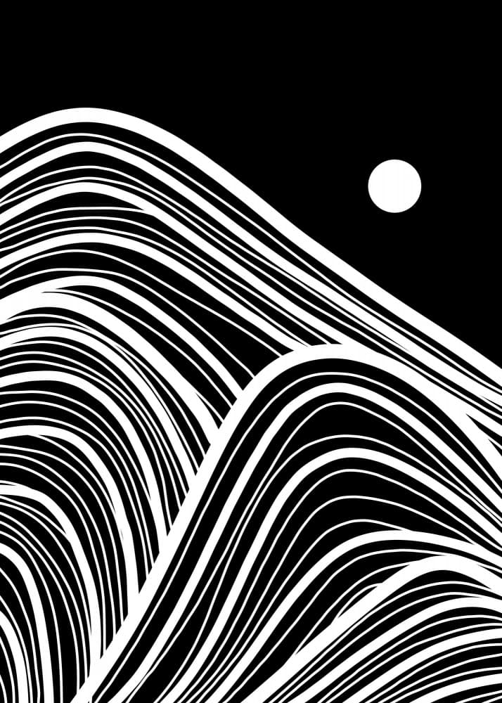 Moonlit Wavy Mountains by Stephen Wade — canvas wall art
