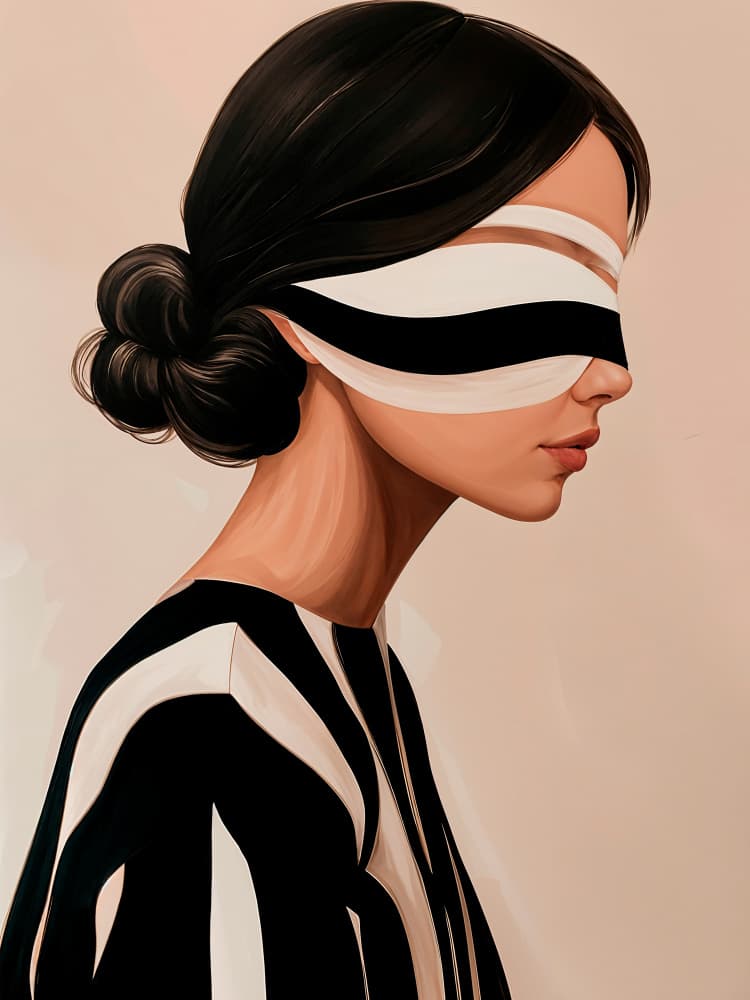 Elegant Blindfolded Woman by Studio Palette — canvas wall art