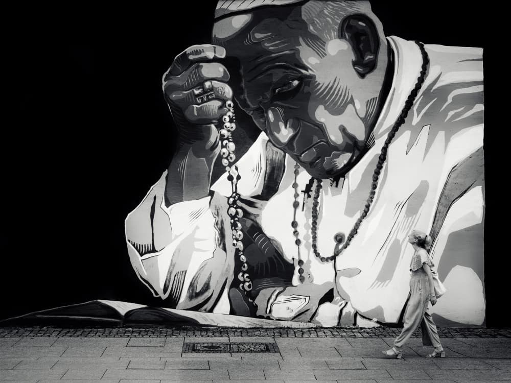 Praying Pope Mural by Rico Cavallo — canvas wall art