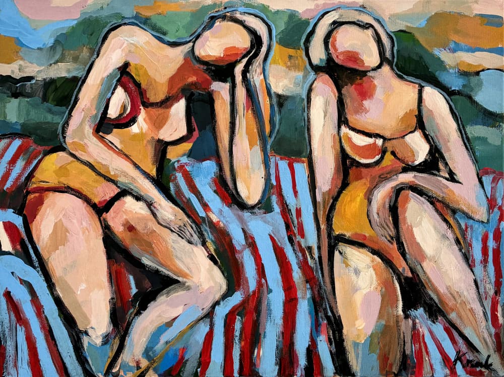 Summer Beach Lounging by Magdalena Krzak — canvas wall art
