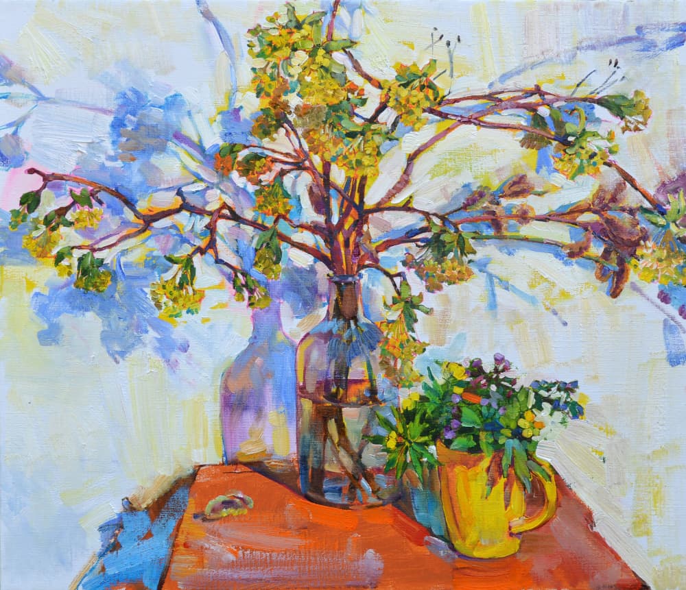 Vibrant Floral Still Life by Andrii Kutsachenko — canvas wall art