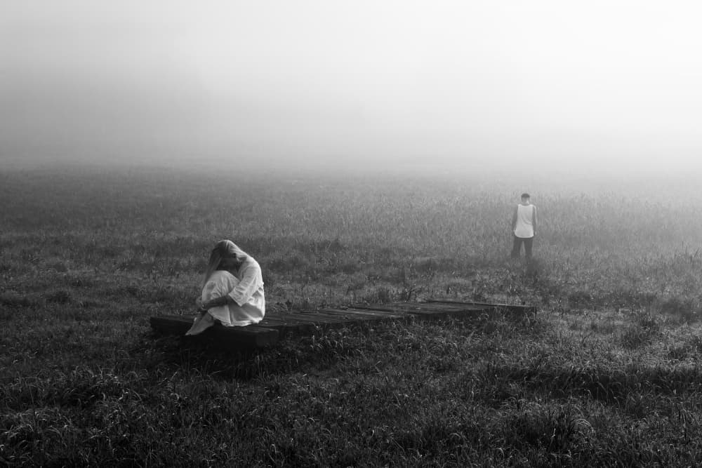 Lonely Woman In Fog by Leszek Paradowski — canvas wall art