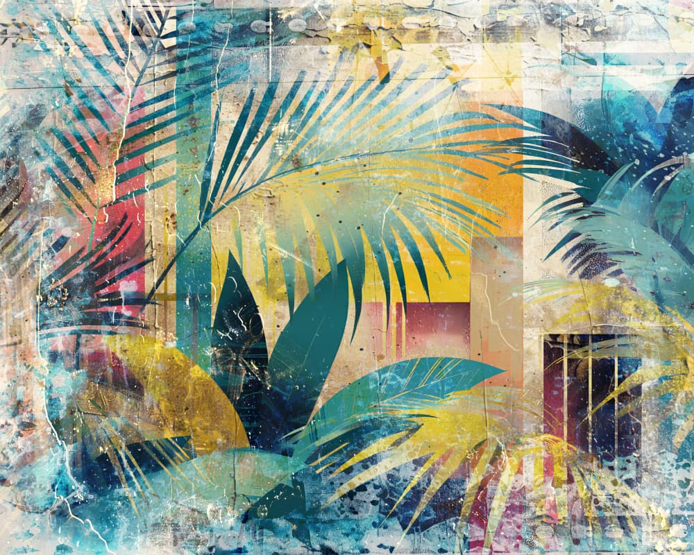 Vibrant Tropical Palms by Rafal Kulik — canvas wall art