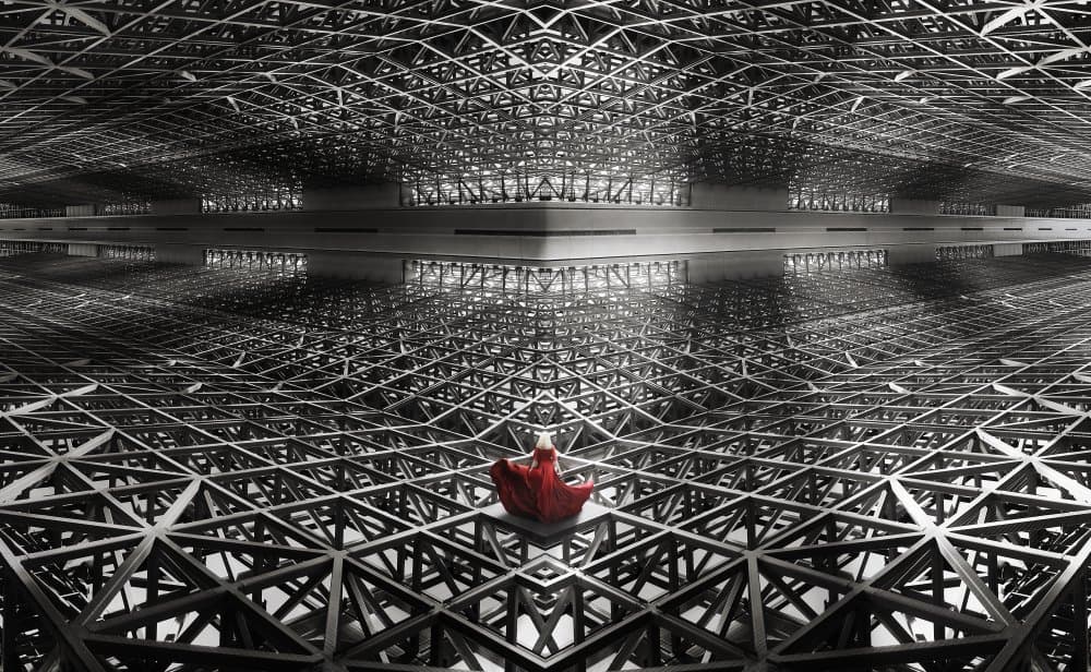 Reflected Red Figure by kazutoshikawakami — canvas wall art