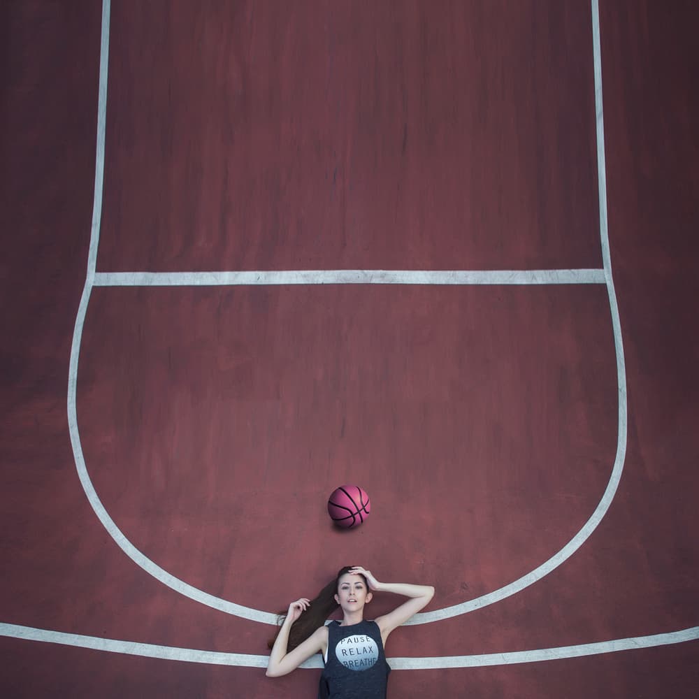 Girl On Basketball Court by hardibudi — canvas wall art