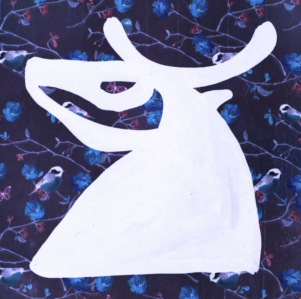 White Deer Dark Floral by Santhosh ch — canvas wall art