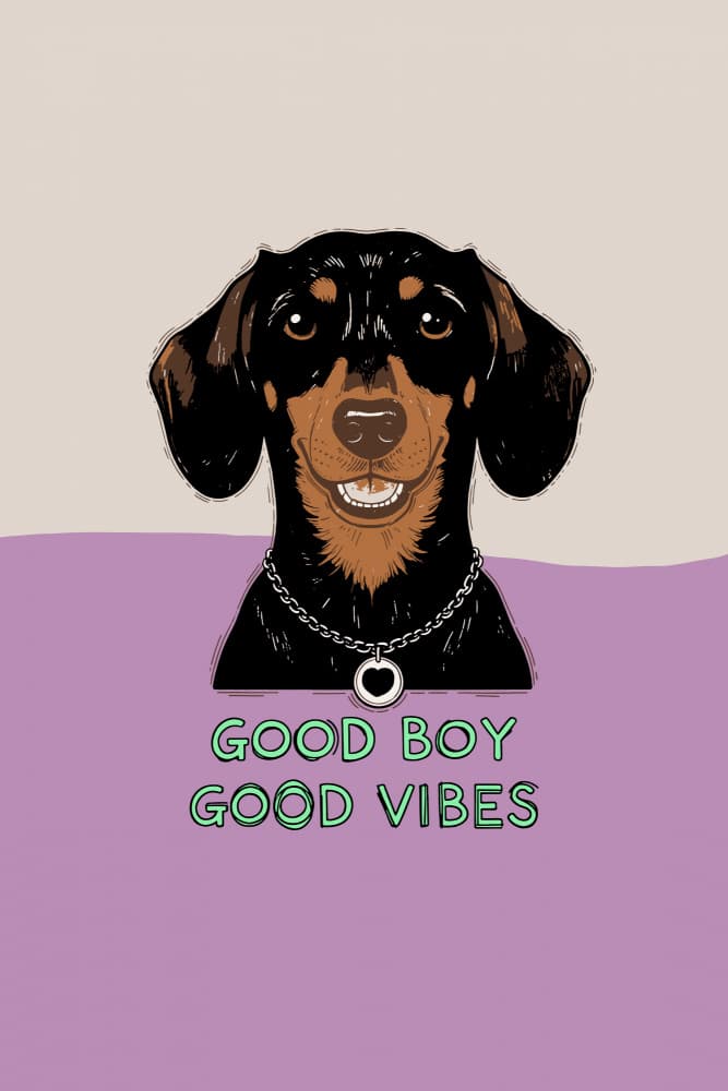Smiling Dachshund Good Vibes by casa cartissi — canvas wall art