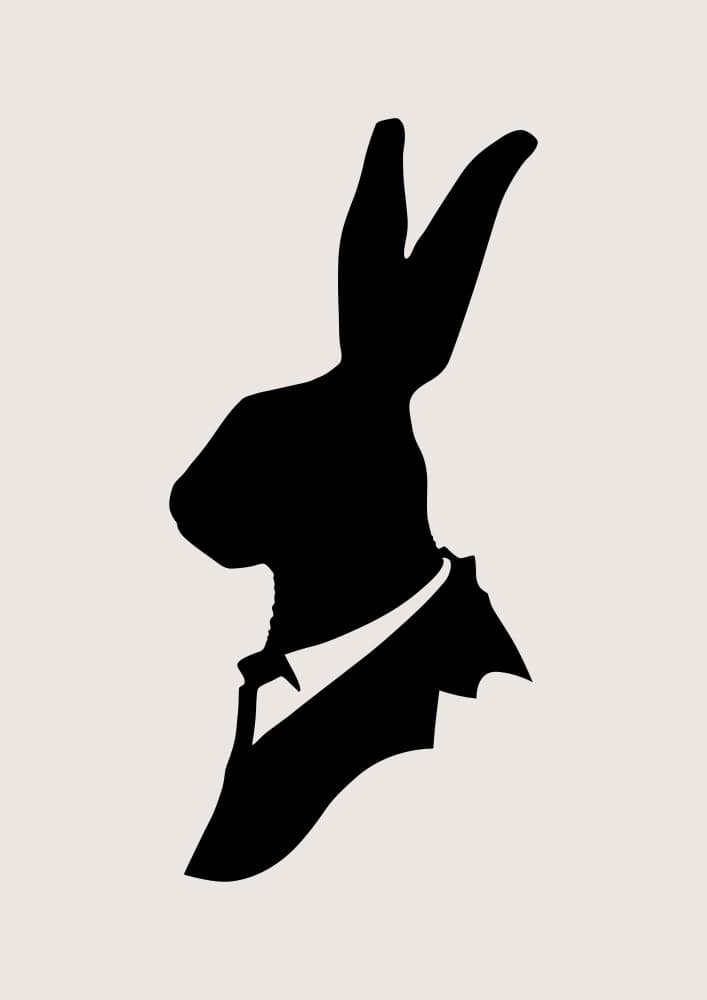 Dapper Rabbit Silhouette by Florent Bodart — canvas wall art