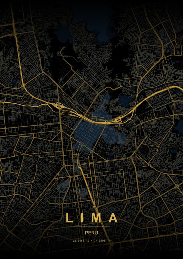 Lima Night Map by HUGO — canvas wall art