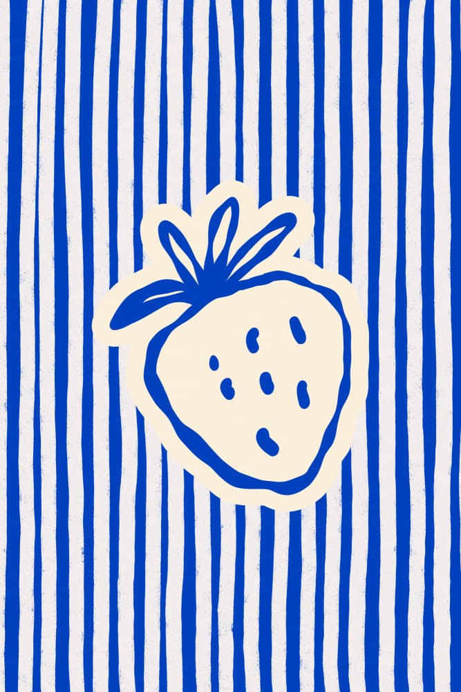 Blue Striped Strawberry by Treechild — canvas wall art