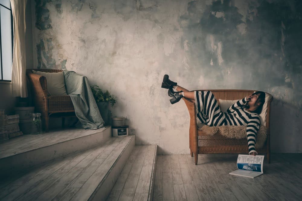 Cozy Woman Relaxing At Home by 7 Flavor C/P — canvas wall art