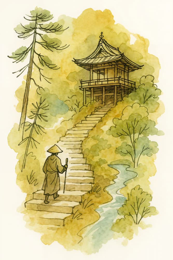 Monk's Temple Journey by Natalie Bruns — canvas wall art