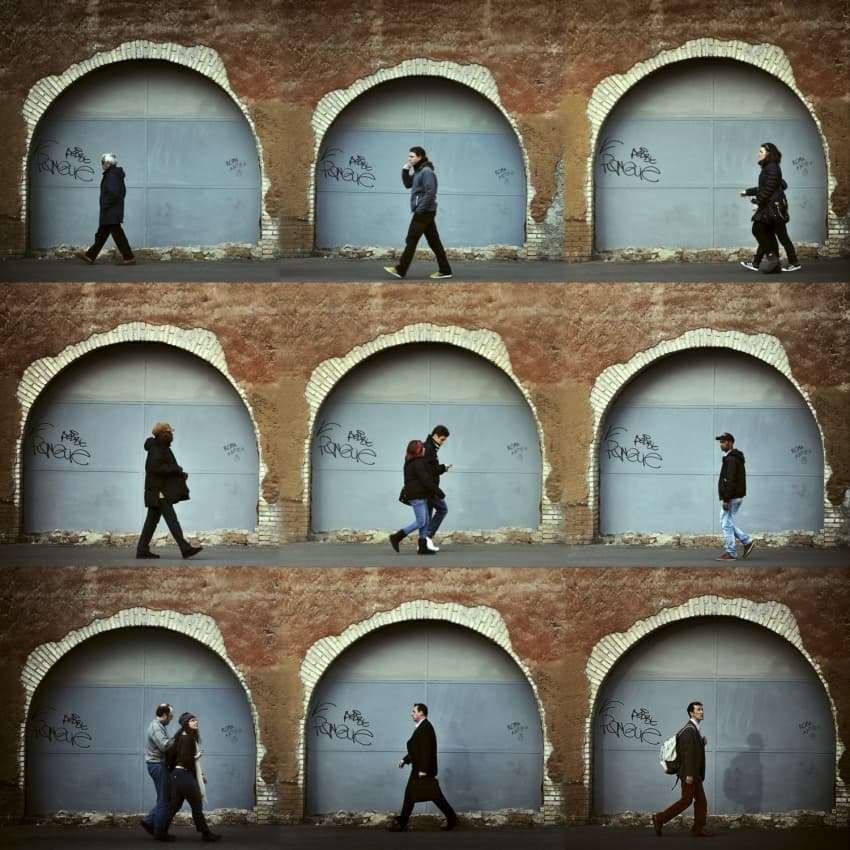 Urban Arches Walkers by Antonio Grambone — canvas wall art