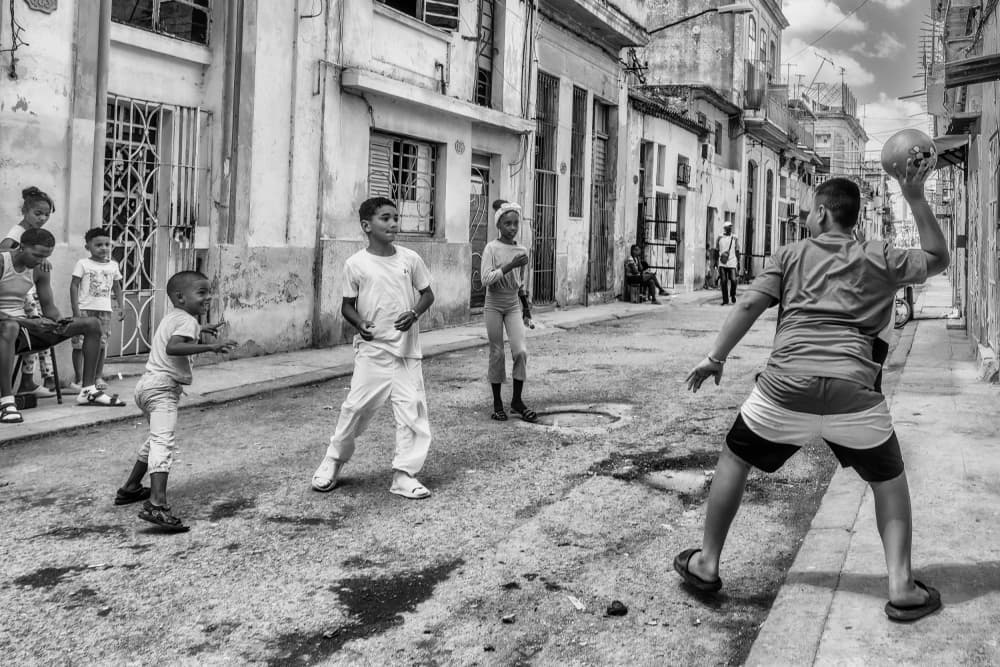 Kids Playing Street Ball by Andy Bauer — canvas wall art