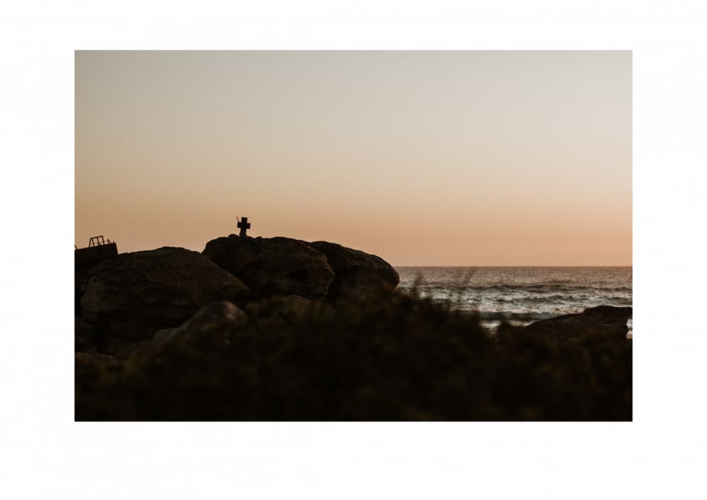 Coastal Cross Silhouette by Megan Shone — canvas wall art