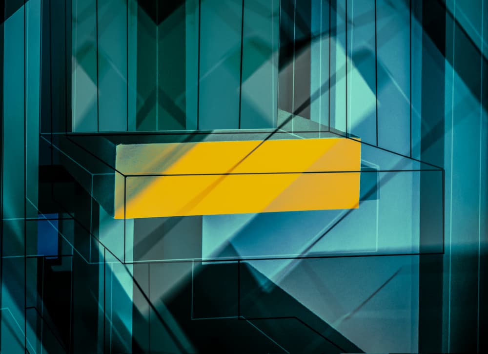 Yellow Geometric Layers by Luc Vangindertael (laGrange) — canvas wall art