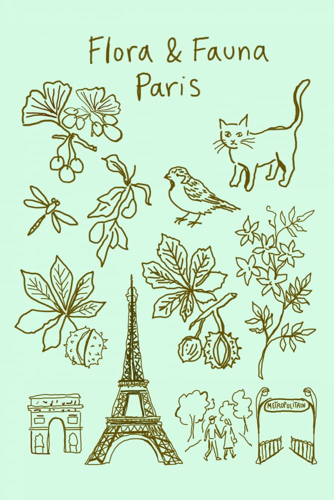 Parisian Flora Fauna Vignettes by casa cartissi — canvas wall art