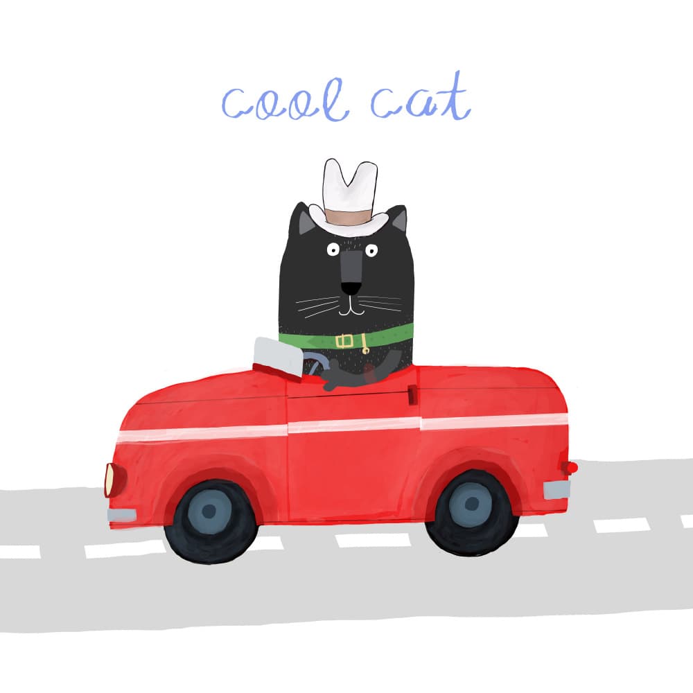 Cool Cat Driving by Carla Daly — canvas wall art